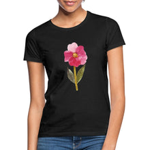 Carregar imagem no visualizador da galeria, Frauen T-Shirt - blühende Blume - Schwarz