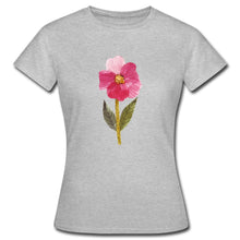 Carregar imagem no visualizador da galeria, Frauen T-Shirt - blühende Blume - Grau meliert