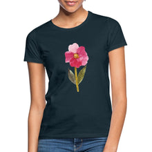 Carregar imagem no visualizador da galeria, Frauen T-Shirt - blühende Blume - Navy