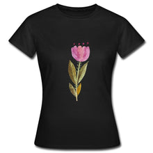 Afbeelding in Gallery-weergave laden, Frauen T-Shirt - Blume - Schwarz