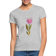 Afbeelding in Gallery-weergave laden, Frauen T-Shirt - Blume - Grau meliert