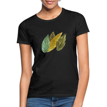 Załaduj obraz do przeglądarki galerii, Frauen T-Shirt - Blätter - Schwarz