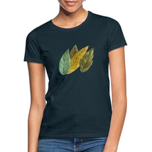 Załaduj obraz do przeglądarki galerii, Frauen T-Shirt - Blätter - Navy