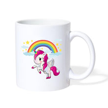 Indlæs billede til gallerivisning Einhorntasse mit Regenbogen - Weiß