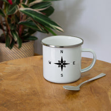 Ladda upp bild till gallerivisning, Emaille-Tasse - Himmelsrichtungen Camping - Weiß