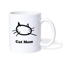 Lataa kuva Galleria-katseluun, Weiße Tasse mit minimalistischer Katzen-Strichzeichnung und Schriftzug „Cat Mom“