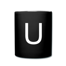 Charger l'image dans la galerie, Schwarze Tasse mit großem weißem Buchstaben U als Monogramm-Initial