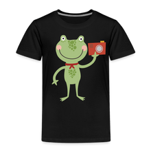 Load image into Gallery viewer, Kinder Premium T-Shirt - Frosch mit Kamera - Schwarz
