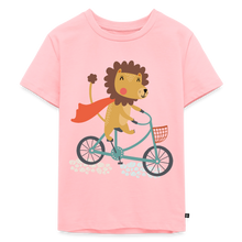 Ladda upp bild till gallerivisning, Kinder Premium T-Shirt - Löwe auf dem Fahrrad - Rosa
