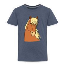 Load image into Gallery viewer, Kinder Premium T-Shirt mit Pferdekopf - Blau meliert
