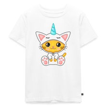 Load image into Gallery viewer, Kinder Premium T-Shirt - Katze als Einhorn verkleidet - Weiß
