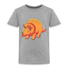 Load image into Gallery viewer, Kinder Premium T-Shirt - Dino Triceratops - Grau meliert
