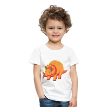 Load image into Gallery viewer, Kinder Premium T-Shirt - Dino Triceratops - Weiß

