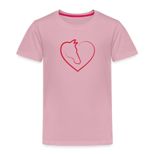 Load image into Gallery viewer, Kinder Premium T-Shirt mit Pferd und Herz - Hellrosa
