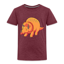 Load image into Gallery viewer, Kinder Premium T-Shirt - Dino Triceratops - Bordeauxrot meliert
