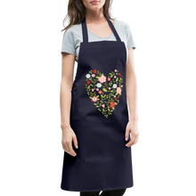 Carica l'immagine nel visualizzatore di Gallery, Schürze mit Blumen und Herz - Navy
