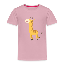 Load image into Gallery viewer, Kinder Premium T-Shirt - fröhliche Giraffe - Hellrosa
