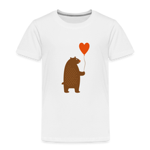 Load image into Gallery viewer, Kinder Premium T-Shirt - Bär mit Herz Ballon - Weiß
