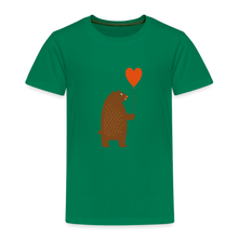 Load image into Gallery viewer, Kinder Premium T-Shirt - Bär mit Herz Ballon - Kelly Green
