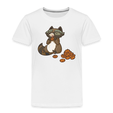 Load image into Gallery viewer, Kinder Premium T-Shirt - Waschbär mit Keksen - Weiß
