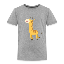 Load image into Gallery viewer, Kinder Premium T-Shirt - fröhliche Giraffe - Grau meliert
