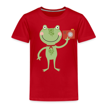 Load image into Gallery viewer, Kinder Premium T-Shirt - Frosch mit Kamera - Rot
