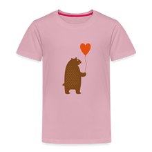 Load image into Gallery viewer, Kinder Premium T-Shirt - Bär mit Herz Ballon - Hellrosa
