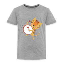 Load image into Gallery viewer, Kinder Premium T-Shirt - Tiger mit Trommel - Grau meliert
