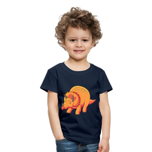 Load image into Gallery viewer, Kinder Premium T-Shirt - Dino Triceratops - Navy
