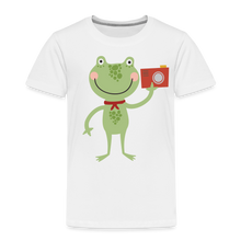 Load image into Gallery viewer, Kinder Premium T-Shirt - Frosch mit Kamera - Weiß
