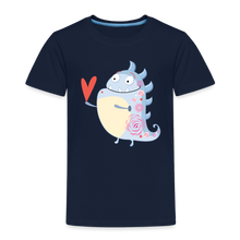 Load image into Gallery viewer, Kinder Premium T-Shirt - kleines Monster mit Herz - Navy
