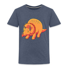 Load image into Gallery viewer, Kinder Premium T-Shirt - Dino Triceratops - Blau meliert
