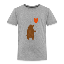 Load image into Gallery viewer, Kinder Premium T-Shirt - Bär mit Herz Ballon - Grau meliert

