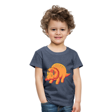 Load image into Gallery viewer, Kinder Premium T-Shirt - Dino Triceratops - Blau meliert

