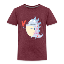 Load image into Gallery viewer, Kinder Premium T-Shirt - kleines Monster mit Herz - Bordeauxrot meliert
