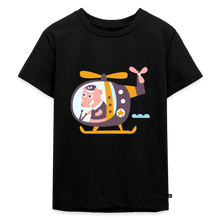 Ladda upp bild till gallerivisning, Kinder Premium T-Shirt - Schwein im Hubschrauber - Schwarz
