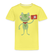 Load image into Gallery viewer, Kinder Premium T-Shirt - Frosch mit Kamera - Gelb
