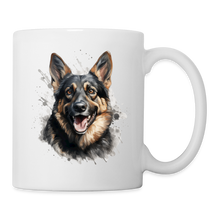 Ladda upp bild till gallerivisning, Tasse mit Schäferhund-Porträt, dunkles Fell, Aquarell-Splash-Stil, ohne Spruch
