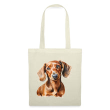 Afbeelding in Gallery-weergave laden, Stoffbeutel mit gemaltem Dackel-Portrait, treuer Hundeblick, brauner Dackel mit Schlappohren
