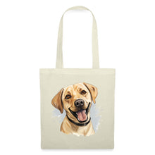 Lataa kuva Galleria-katseluun, Stoffbeutel mit fröhlichem blondem Labrador Retriever und schwarzem Halsband
