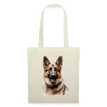 Indlæs billede til gallerivisning Naturfarbener Stoffbeutel mit gemaltem Schäferhund-Portrait, treuer Blick und Stehohren
