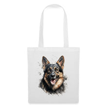 Indlæs billede til gallerivisning Stoffbeutel mit fröhlichem Schäferhund als Aquarell-Porträt mit Farbspritzern
