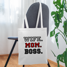 Lataa kuva Galleria-katseluun, Stoffbeutel - Wife. Mom. Boss. - weiß
