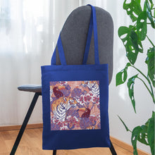 Lataa kuva Galleria-katseluun, Design Jutebeutel - Flowers and Animals - Royalblau
