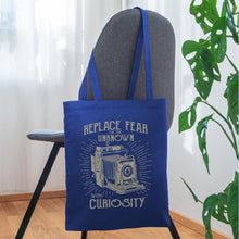 Indlæs billede til gallerivisning Jutebeutel Vintage mit Kamera - Royalblau
