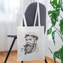 Indlæs billede til gallerivisning Jutebeutel Vintage mit Männer-Portrait und Pfeife - Weiß
