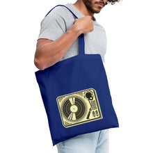 Lataa kuva Galleria-katseluun, Jutebeutel Vintage mit Plattenspieler - Royalblau
