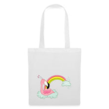 Lataa kuva Galleria-katseluun, Jutebeutel mit Flamingo und Regenbogen - Weiß
