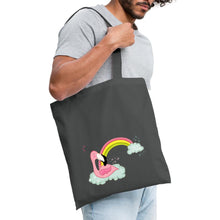 Lataa kuva Galleria-katseluun, Jutebeutel mit Flamingo und Regenbogen - Graphite
