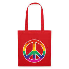 Indlæs billede til gallerivisning Jutebeutel mit Peace-Zeichen in Regenbogenfarben - Rot
